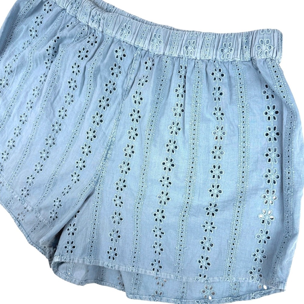 O'NEILL Womens Pam Eyelet Beach Cover-up Shorts Women M Blue Boho Casual Summer - Picture 5 of 11
